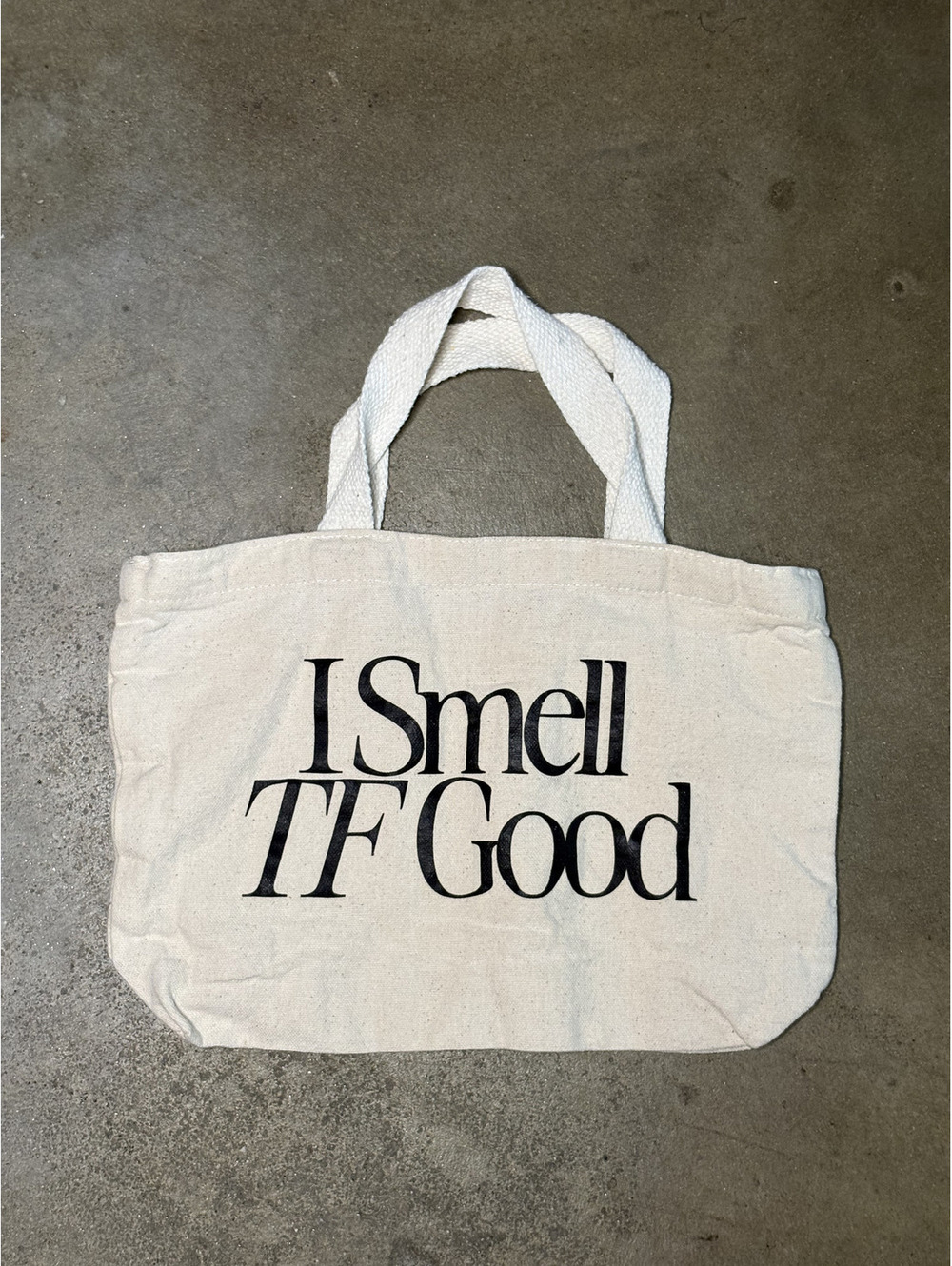 Mini Canvas Tote Bag 'I Smell TF Good' Print, 15" x 11"